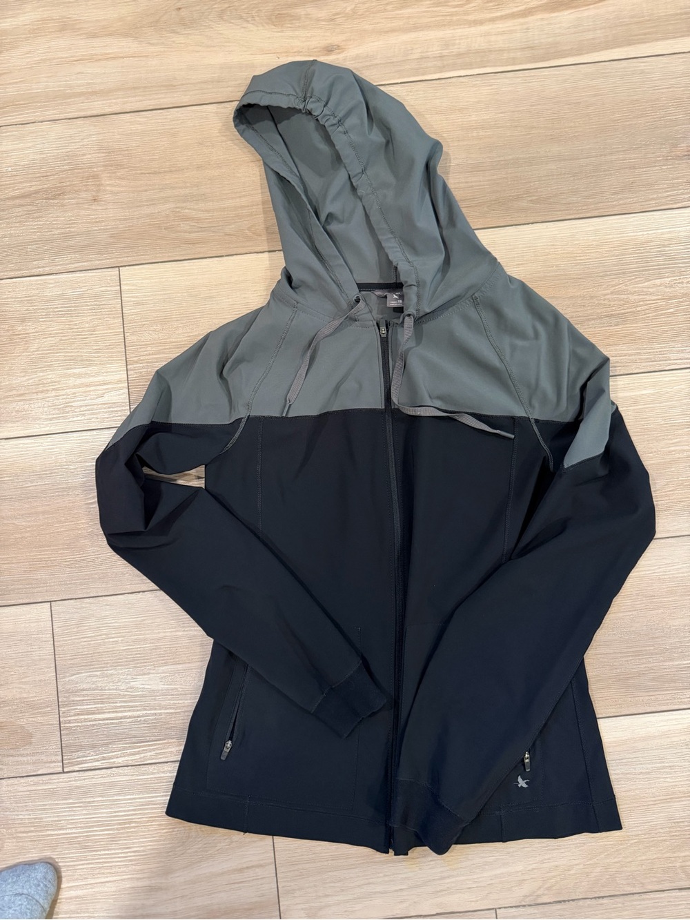 Eddie Bauer Two-Tone Hooded Utility Jacket in Black and Gray